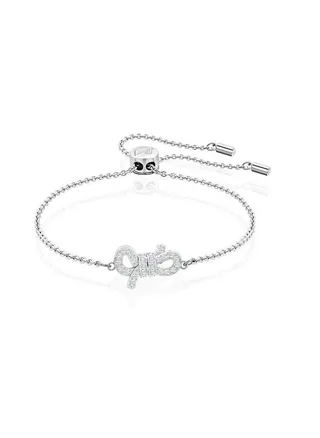 Rhodium Plated Metal Stone Studded Lifelong Bow Bracelet 
