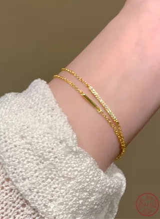 A full-body 925 silver double-layer side-by-side inlaid zircon bracelet gift box, fashionable and exquisite valentine's saving gift, temperament and versatile girl 