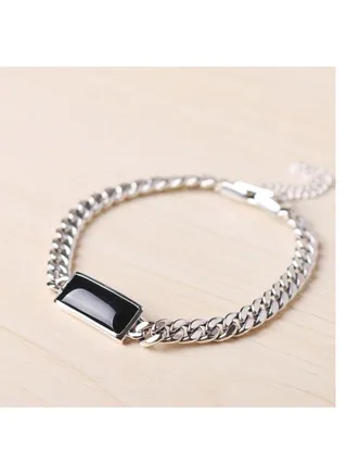 925 sterling silver bracelet with black stone 