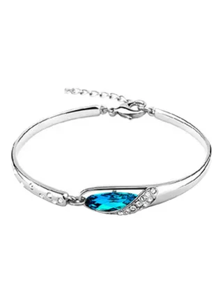 Elegant Glass Shoe Blue Rhinestone Charm Chain Bracelet 