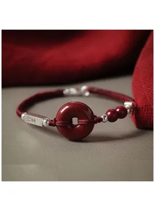 Luxury women's bracelet, cinnabar natural stone 