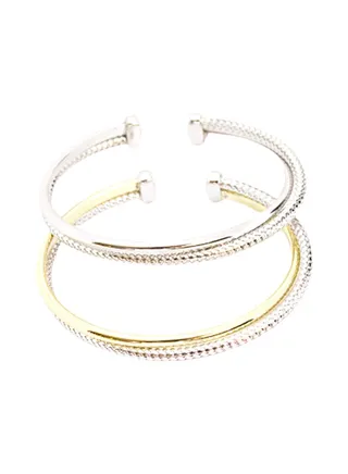 2-Piece Pure 925 Sterling Silver Stylish Bangle 