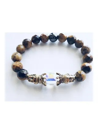 Tiger Eye Swarovski Elements Crystal Bracelet 