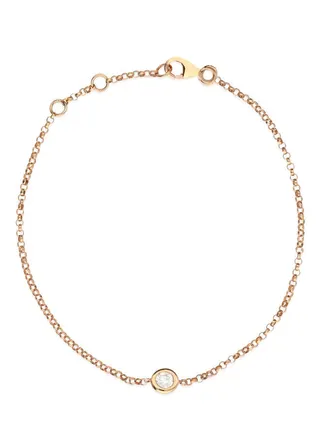 18K Gold Elegant Diamond Stud Chain Bracelet 