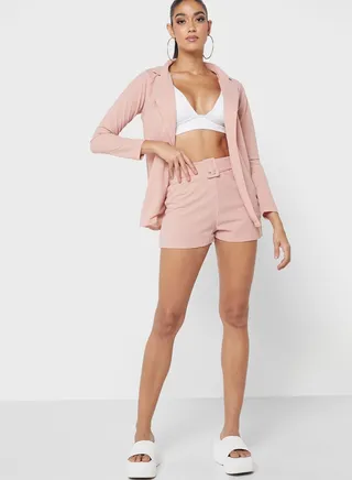 Tailored Blazer & Belt Detail Shorts Set