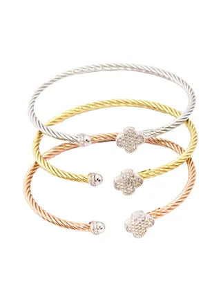 3-Piece Pure 925 Sterling Silver Ladylike Bangle 
