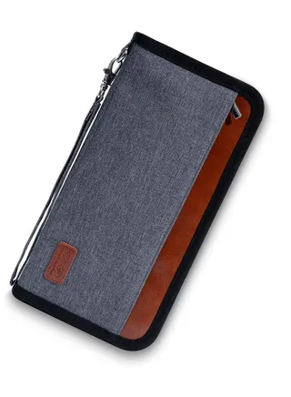 Travel Wallet, Family Passport Holder, Travel Documents Holder Organizer with Luggage Tag, Passport Wallet with RFID Blocking for Men, ID, Money, Tickets with Zipper & Excellent Materials(Gray) 