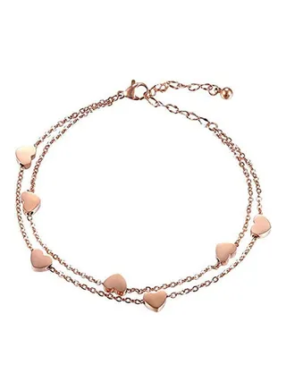 Alloy Heart Charm Dual Layer Chain Bracelet 