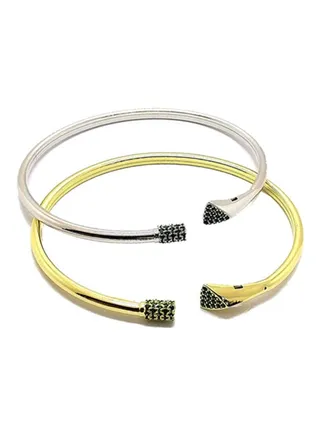 2-Piece 925 Sterling Silver Cuff Bracelet Set 