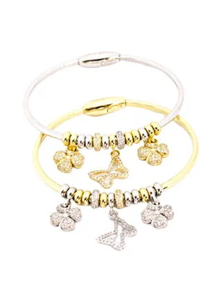 2-Piece Pure 925 Sterling Silver Trendy Design Bangle 