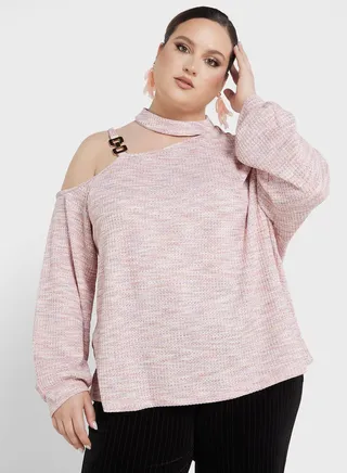 Cutout Detail Chain Strap Sweatshirt