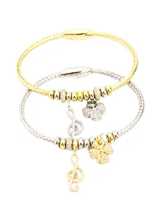 2-Piece Pure 925 Sterling Silver Ladylike Bangle 