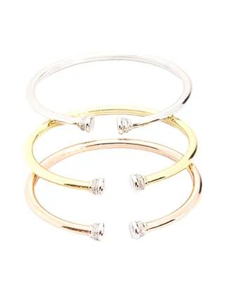 3-Piece Pure 925 Sterling Silver Ladylike Bangle 