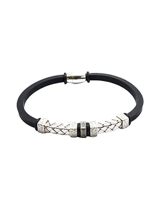 Pure 925 Sterling Silver Rubber Creative Design Bracelet 