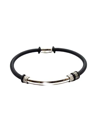 Pure 925 Sterling Silver Rubber Bracelet 