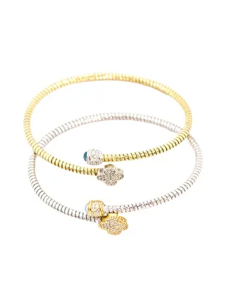 2-Piece Pure 925 Sterling Silver Top Fashion Bangle 