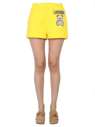 Moschino Teddy Bear Logo Embroidered Shorts