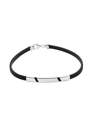 Pure 925 Sterling Silver Rubber Bracelet 