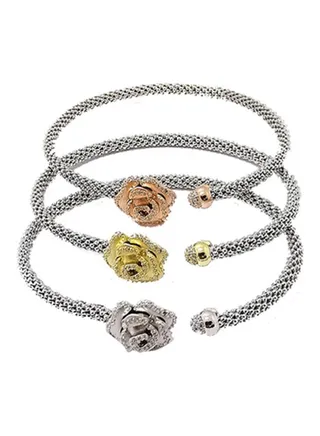3-Piece 925 Sterling Silver Cuff Bracelet Set 