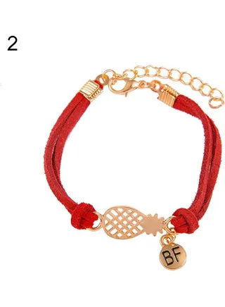 Faux Leather Rope Hollow Pineapple Double Layer Bracelet 