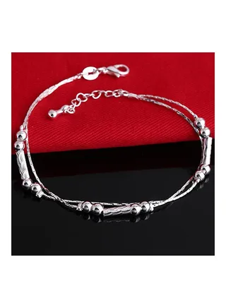 Silver Plated Bracelets Alloy Beads String Chain Bracelet 