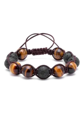 Volcanic And Tiger Eye Shambala Rope Chambala Bracelet 