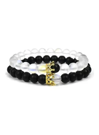 2-Piece Onyx Northern Lights Quartz Bracelet Set 