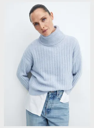 Turtle Neck Ribbed Sweater