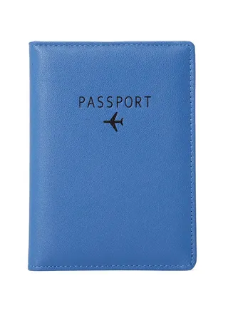 Square Shape Solid Passport Holder Blue 