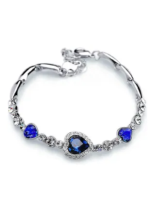 Cubic Zirconia Inlaid Ocean Heart Bracelet 