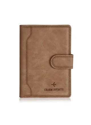 Passport Holder Cover, Leather RFID Travel Wallet Case Organiser with RFID Blocker, Passport Cover for Passport, Business Cards, Credit Cards, Boarding Passes (Brown) 
