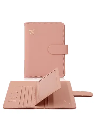 Passport Holder, Passport Holder Card Slots, Creative Aircraft Certificate Storage Bag, Cute Passport Cover for Women and Men, Waterproof Rfid Blocking Travel Wallet (Pink) 