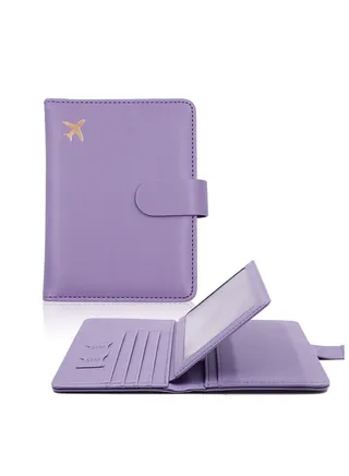 Passport Holder, Passport Holder Card Slots, Creative Aircraft Certificate Storage Bag, Cute Passport Cover for Women and Men, Waterproof Rfid Blocking Travel Wallet (Purple) 