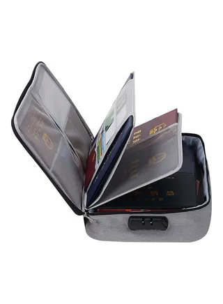 Two Layered Document Bag With Lock grey 