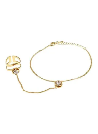 Hollow Geometric Rhinestone Inlaid Ring Bracelet 