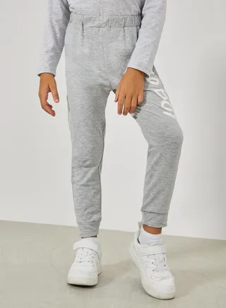 Slogan Print Elastic Waistband Joggers 