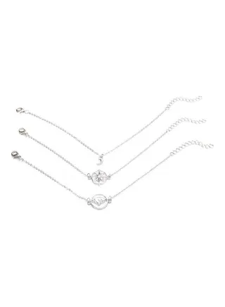 3-Piece Boho Multilayer Charm Chain Bracelet 