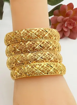 Gold-Plated Bride Bracelet Ornaments Women's and Girl's Gold Bangle 