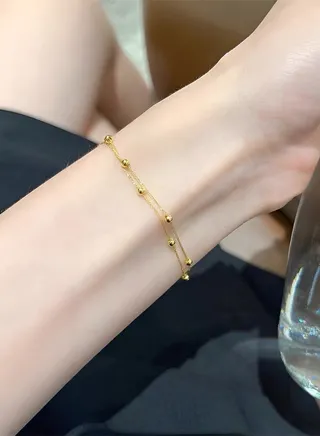 A full-body 925 silver beads spaced double-layer bracelet gift box, fashionable and delicate valentine's saving gift, temperament and versatile girl 