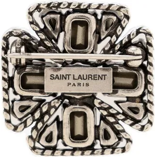 Saint Laurent Logo Engraved Embellished Brooch