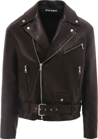 Palm Angels Leather Biker Jacket