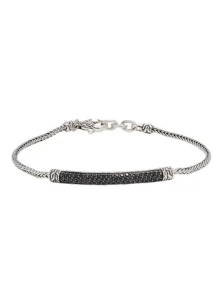 Sterling Silver Treated Sapphire and Spinel Bar Chain Bracelet for Women One Size 