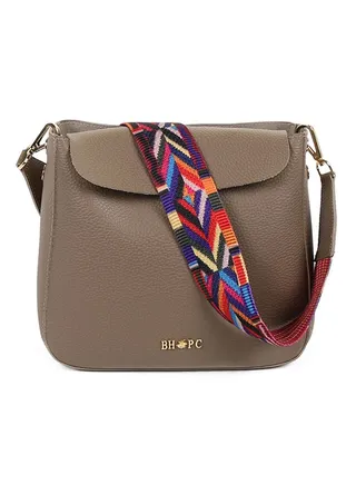 Flap Closure Shoulder Bag Dark Mink 