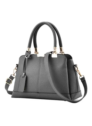 Leather Shoulder Bag Grey 