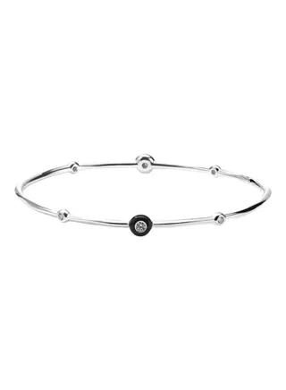 Stardust Carnevale Sterling Silver Ceramic and 0.25 TCW Diamond Bangle Bracelet for Women One Size 