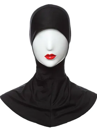 Muslim Women's Solid Color Hijab Inner Cap Black 