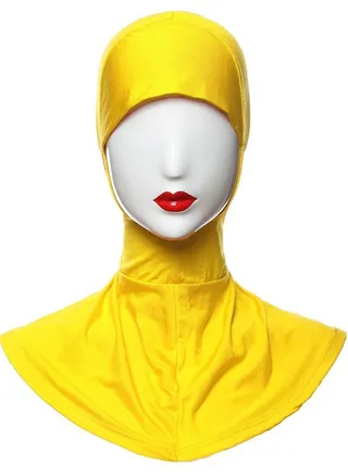 Muslim Women's Solid Color Hijab Inner Cap Yellow 