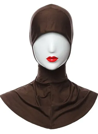 Muslim Women's Solid Color Hijab Inner Cap Dark Brown 