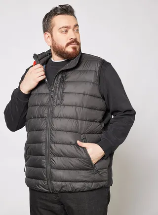Plus Size Quilted Sleeveless Gilet Black 