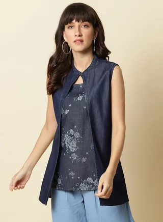 Stylish Casual Jacket Dark Blue 